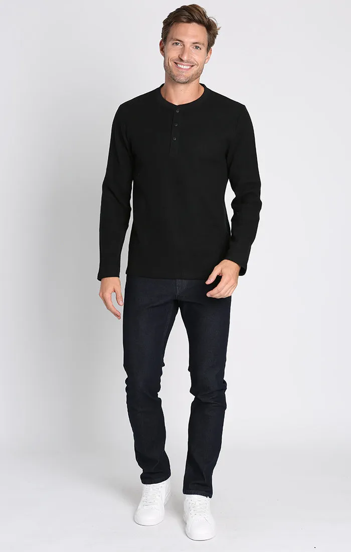 Brushed Waffle Long Sleeve Henley