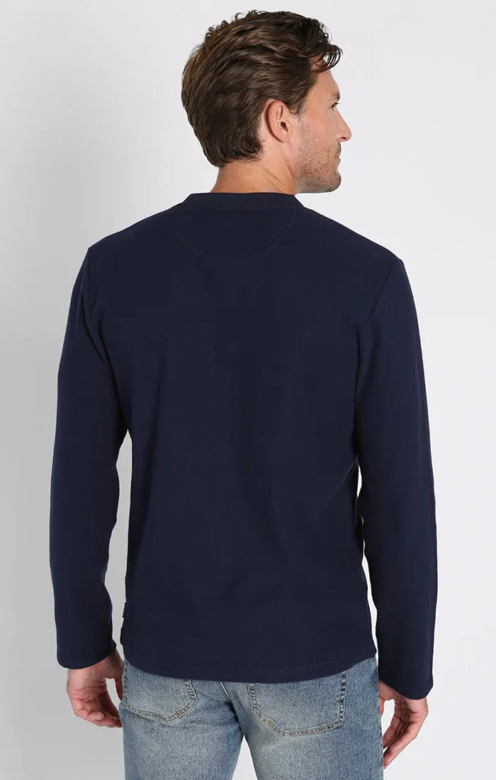 Brushed Waffle Long Sleeve Henley