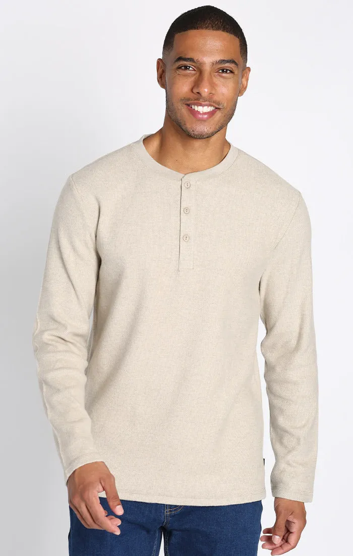 Brushed Waffle Long Sleeve Henley