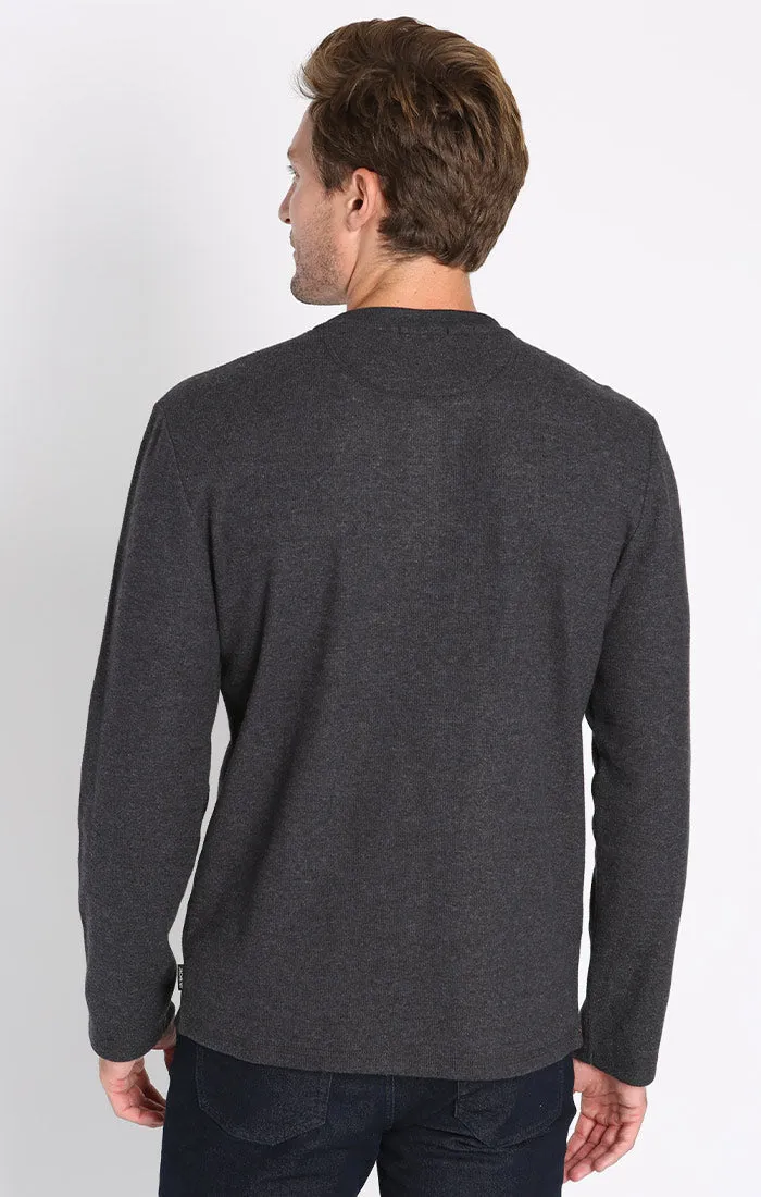 Brushed Waffle Long Sleeve Henley