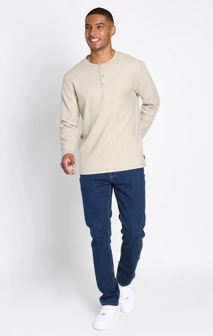 Brushed Waffle Long Sleeve Henley