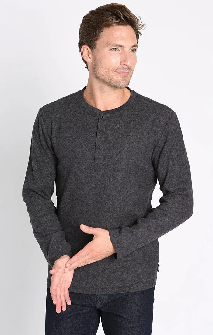 Brushed Waffle Long Sleeve Henley