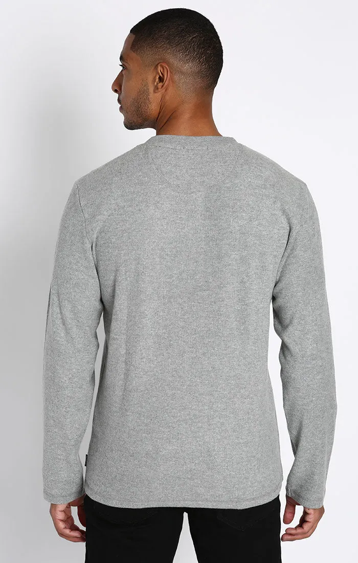 Brushed Waffle Long Sleeve Henley