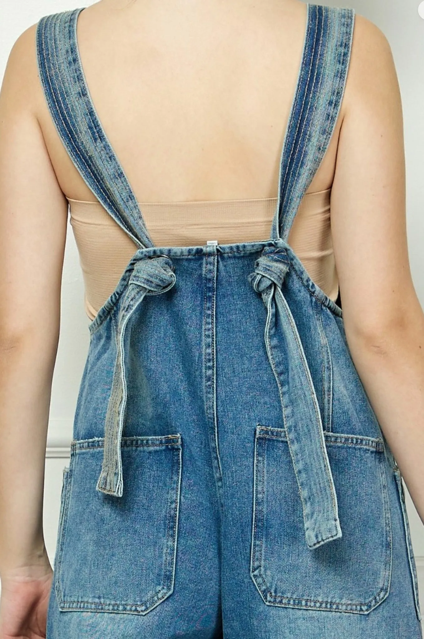 Bryn, Button Front Denim Overalls, Medium Wash