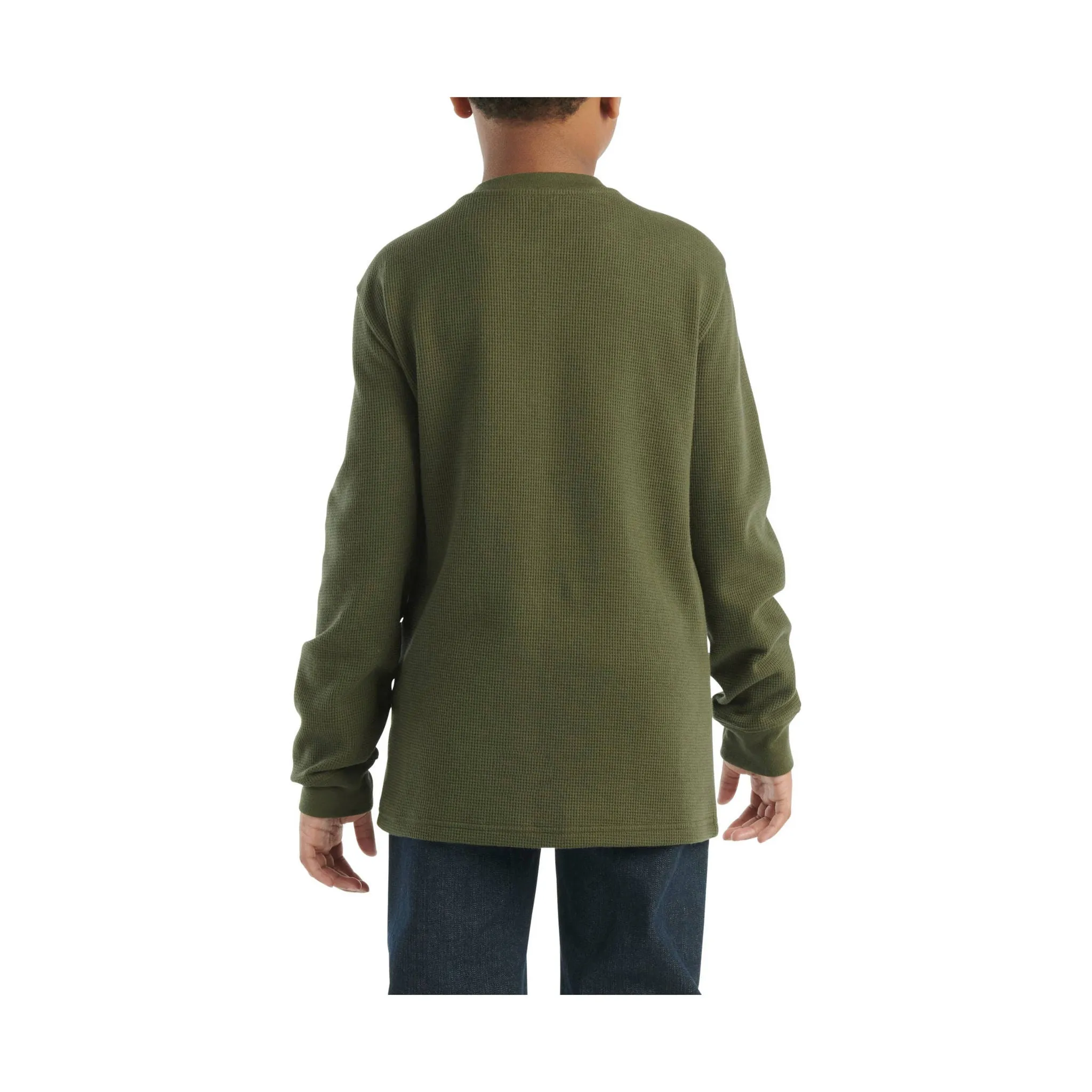 Carhartt Boys' Long Sleeve Henley Pocket Tee - Olive