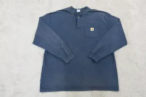 Carhartt Shirt Men X Large Blue Original Fit Long Sleeve Henley Tee Chest Pocket