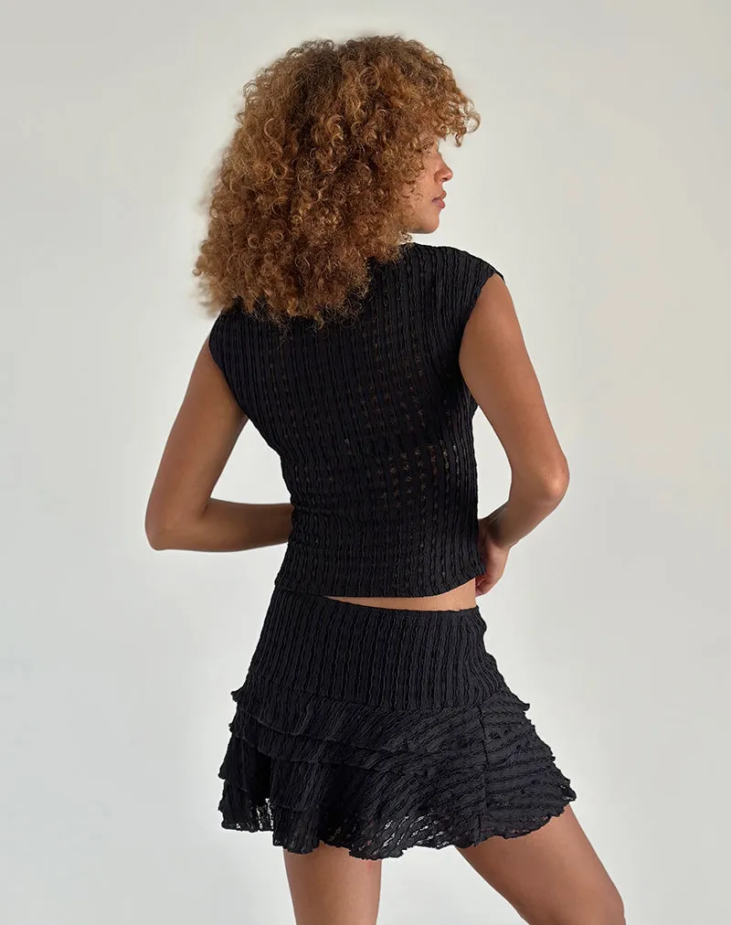 Carlota Mini Skirt In Crinkle Jet Black