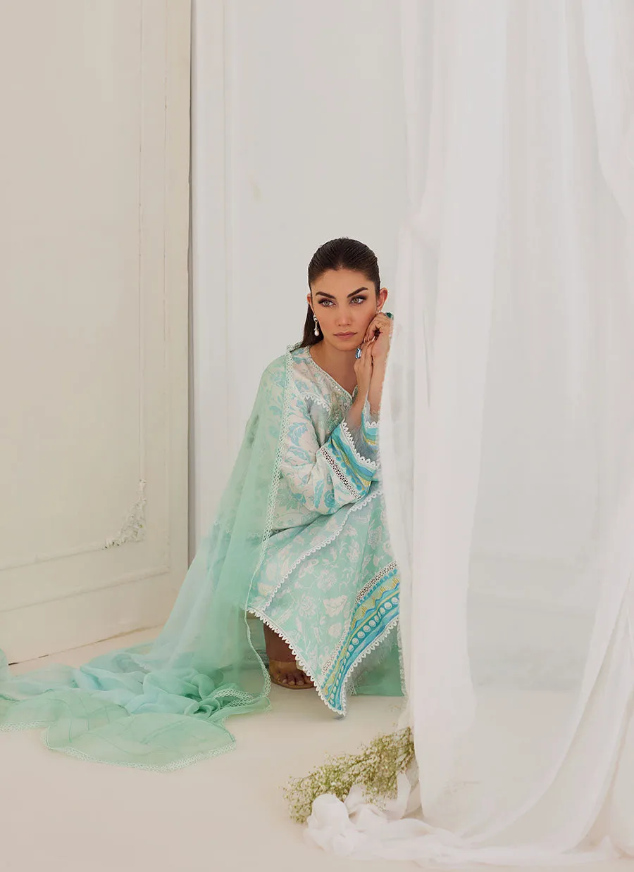 Carman Aqua Shirt And Dupatta