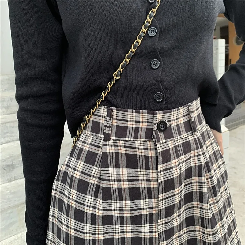 Casual Loose Wide Leg Long Pant | Women Casual Pants | Plaid Straight Pants | Straight Wide Leg Pants | Street Pants | Korean Pant