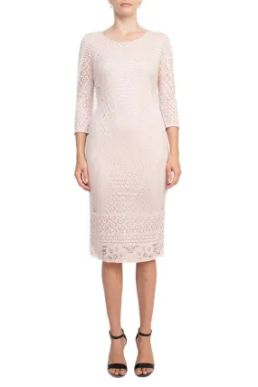 Catherine Malandrino Scoop Neck 3/4 Sleeve Bodycon Burnout Dress by Curated Brands