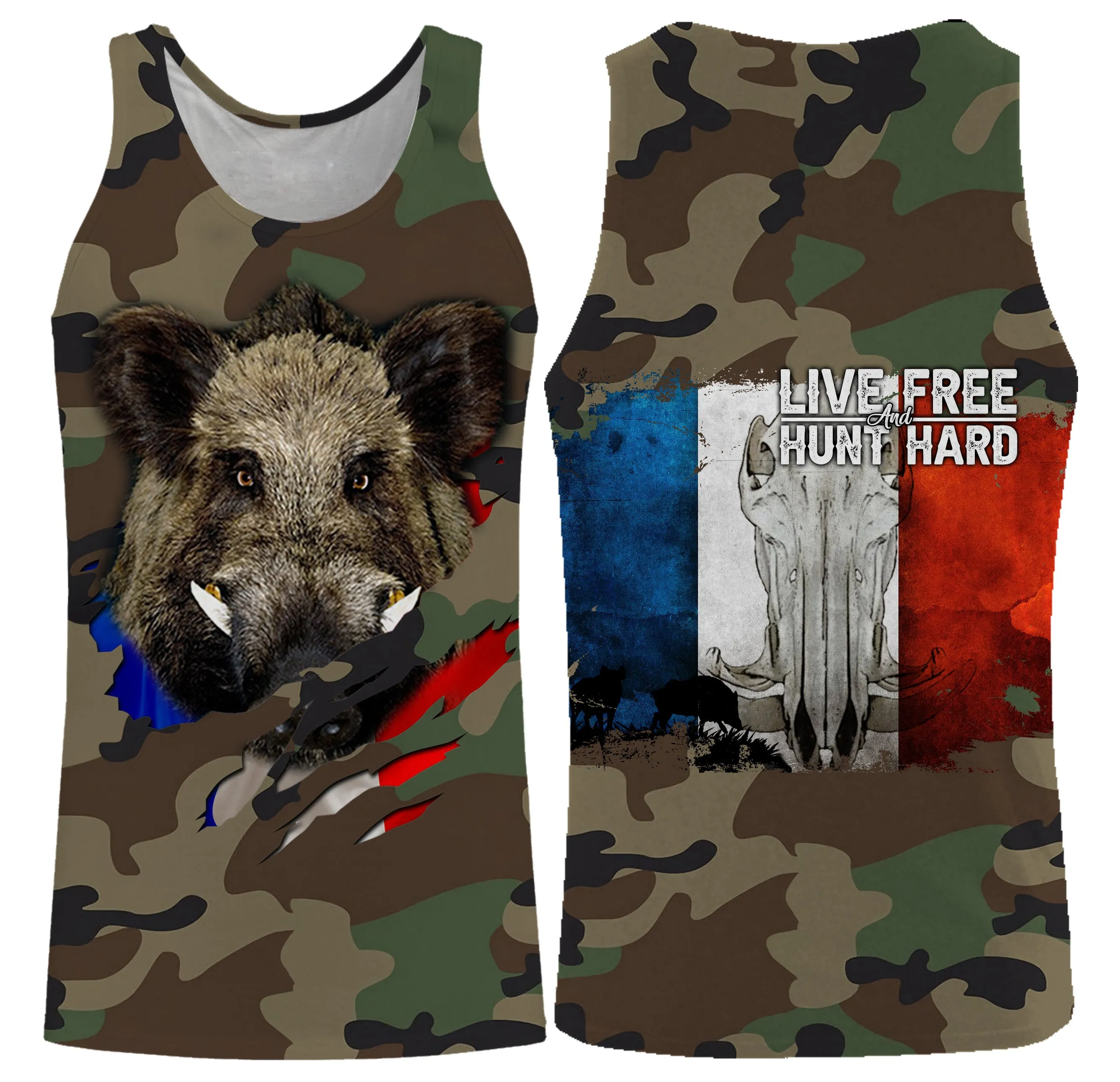 Chasse aux Sangliers, Camouflage Militaire Chasse, Cadeau Chasseurs, Live Free - Hunt Hard, Tee Shirt, Sweat à capuche, Vêtement Anti UV - CTS16042218