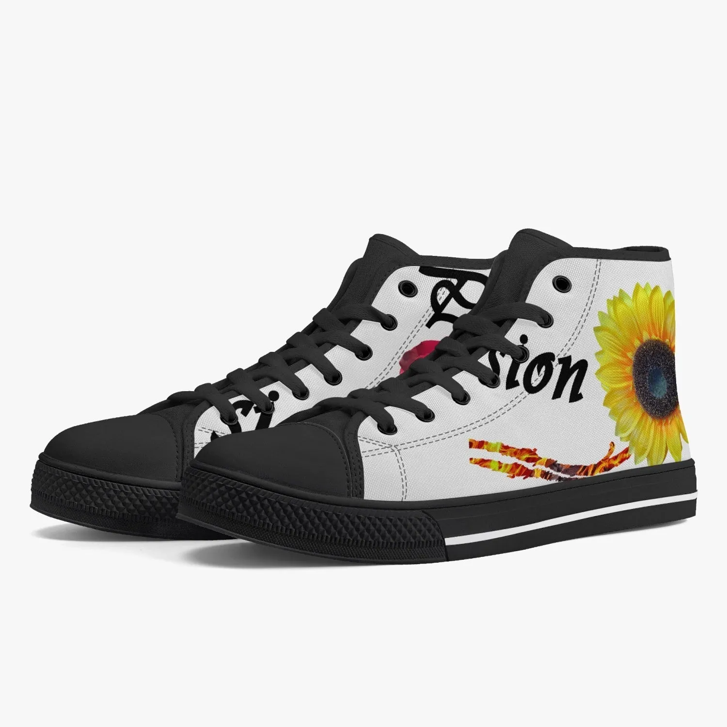 Classic High-Top Canvas Shoes - White/Black