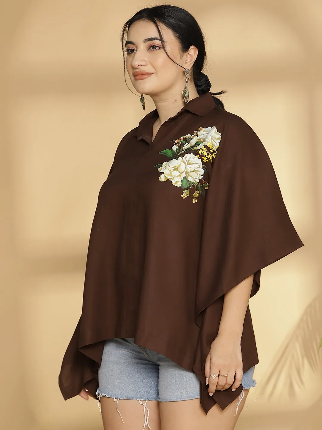 Coffee Kaftan Top - Blossom Breeze