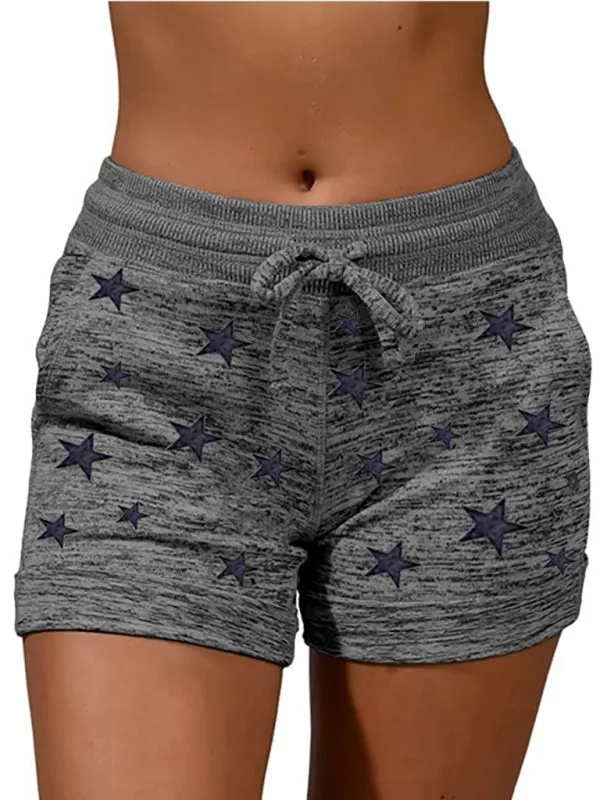 Cotton Blend Shorts with Adjustable Waist - Loungewear Stars Print Boyshorts