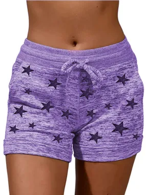 Cotton Blend Shorts with Adjustable Waist - Loungewear Stars Print Boyshorts