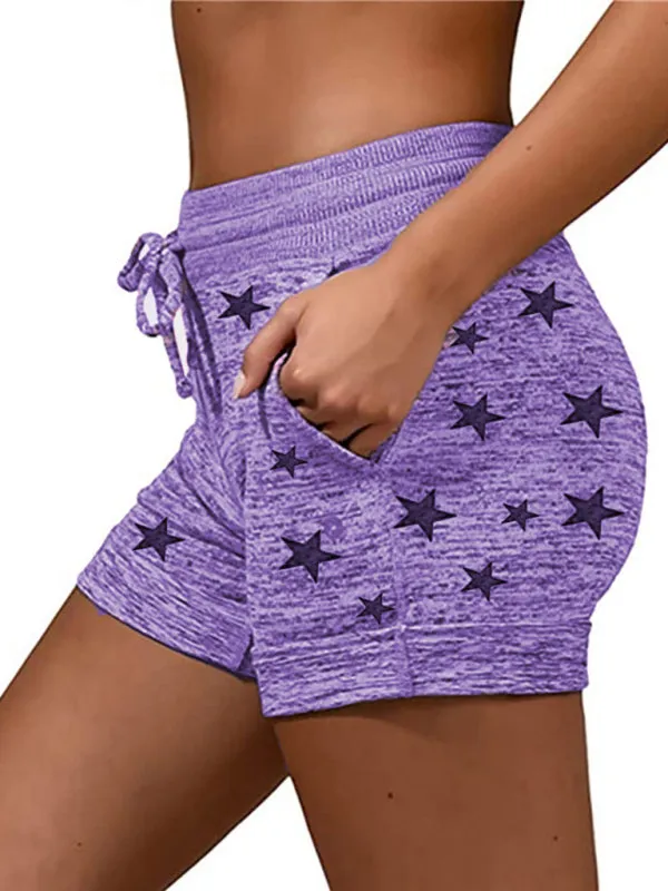 Cotton Blend Shorts with Adjustable Waist - Loungewear Stars Print Boyshorts