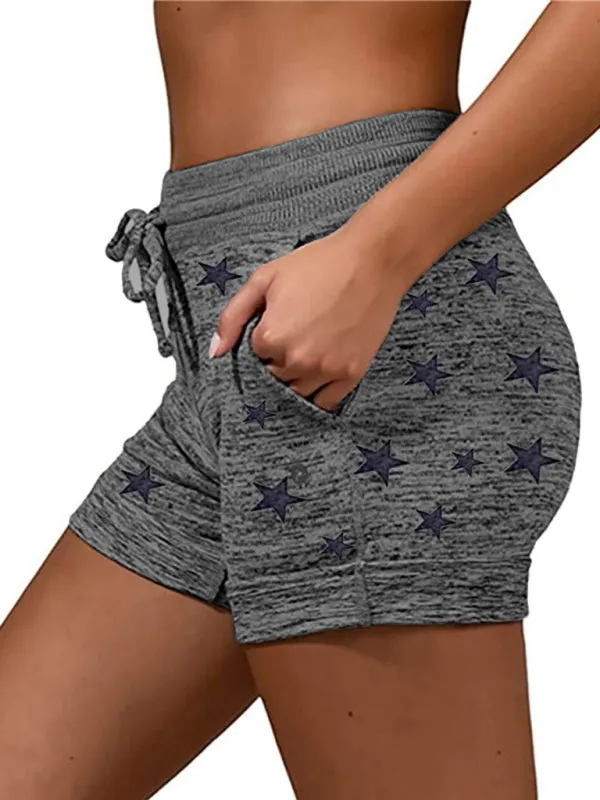 Cotton Blend Shorts with Adjustable Waist - Loungewear Stars Print Boyshorts