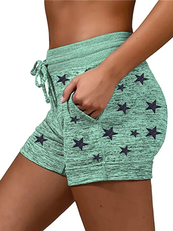 Cotton Blend Shorts with Adjustable Waist - Loungewear Stars Print Boyshorts