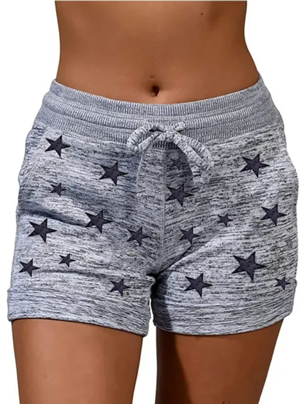 Cotton Blend Shorts with Adjustable Waist - Loungewear Stars Print Boyshorts