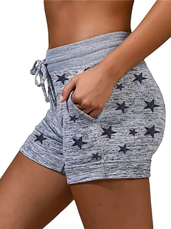 Cotton Blend Shorts with Adjustable Waist - Loungewear Stars Print Boyshorts