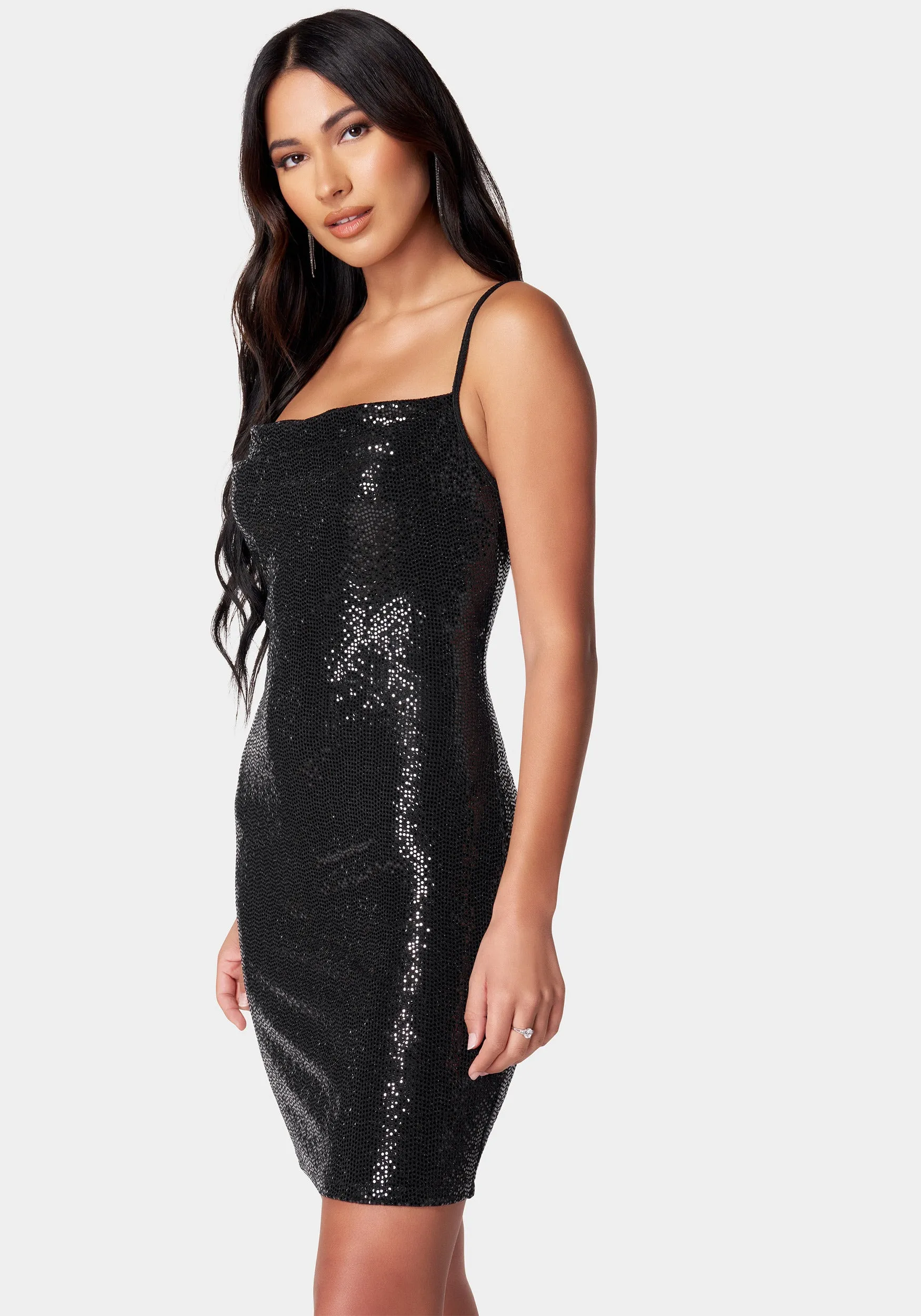 Cowl Sequin Mini  Dress