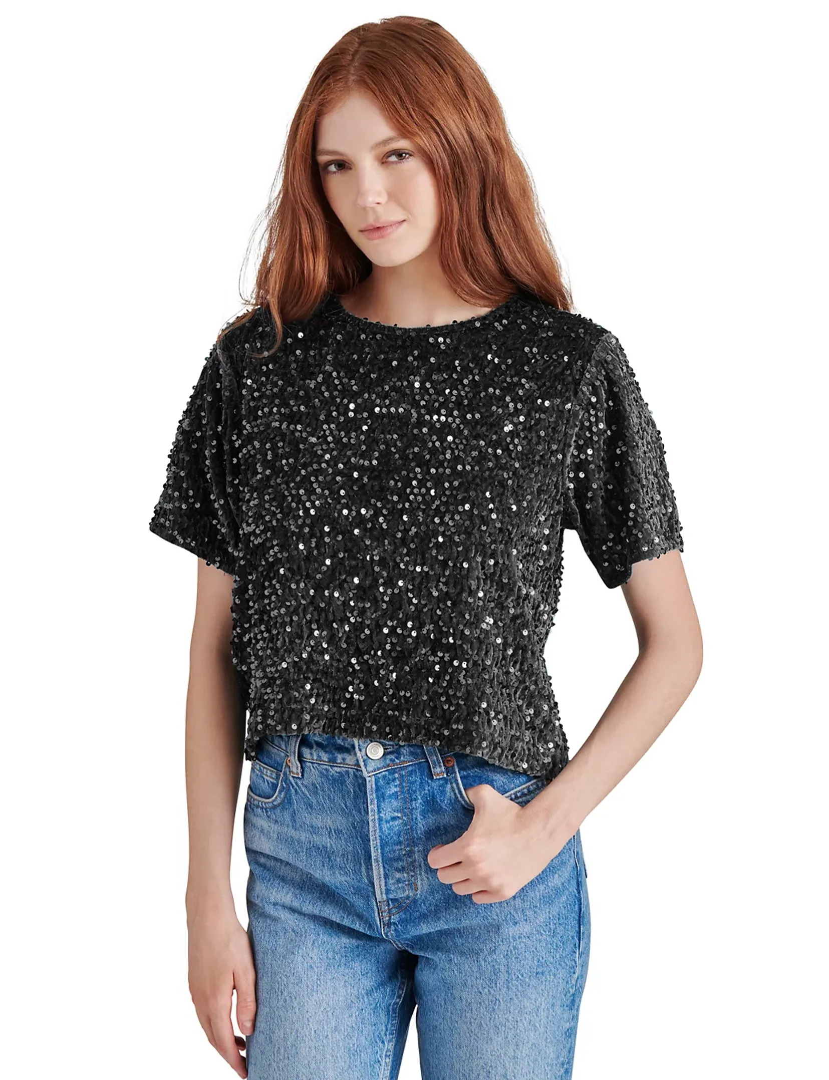 Cressa Sequin Top, Black