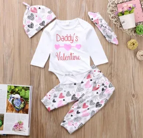 Daddy's Valentines Romper with High Waisted Pants Pumpkin Hat and Headband #1000771