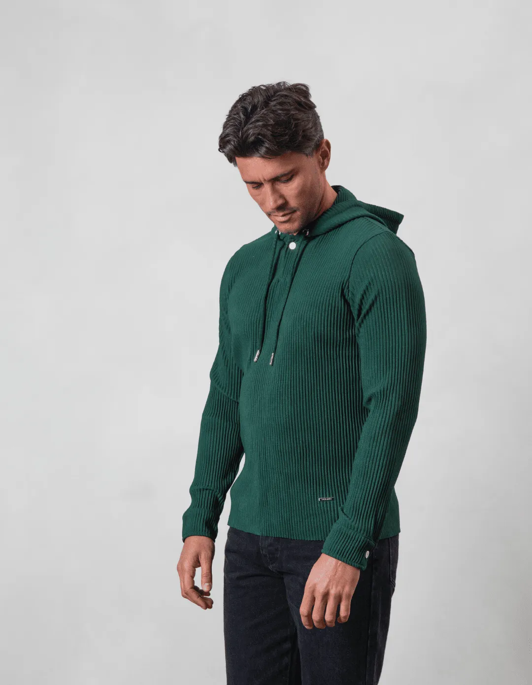 Dark Green Pleated Hoodie