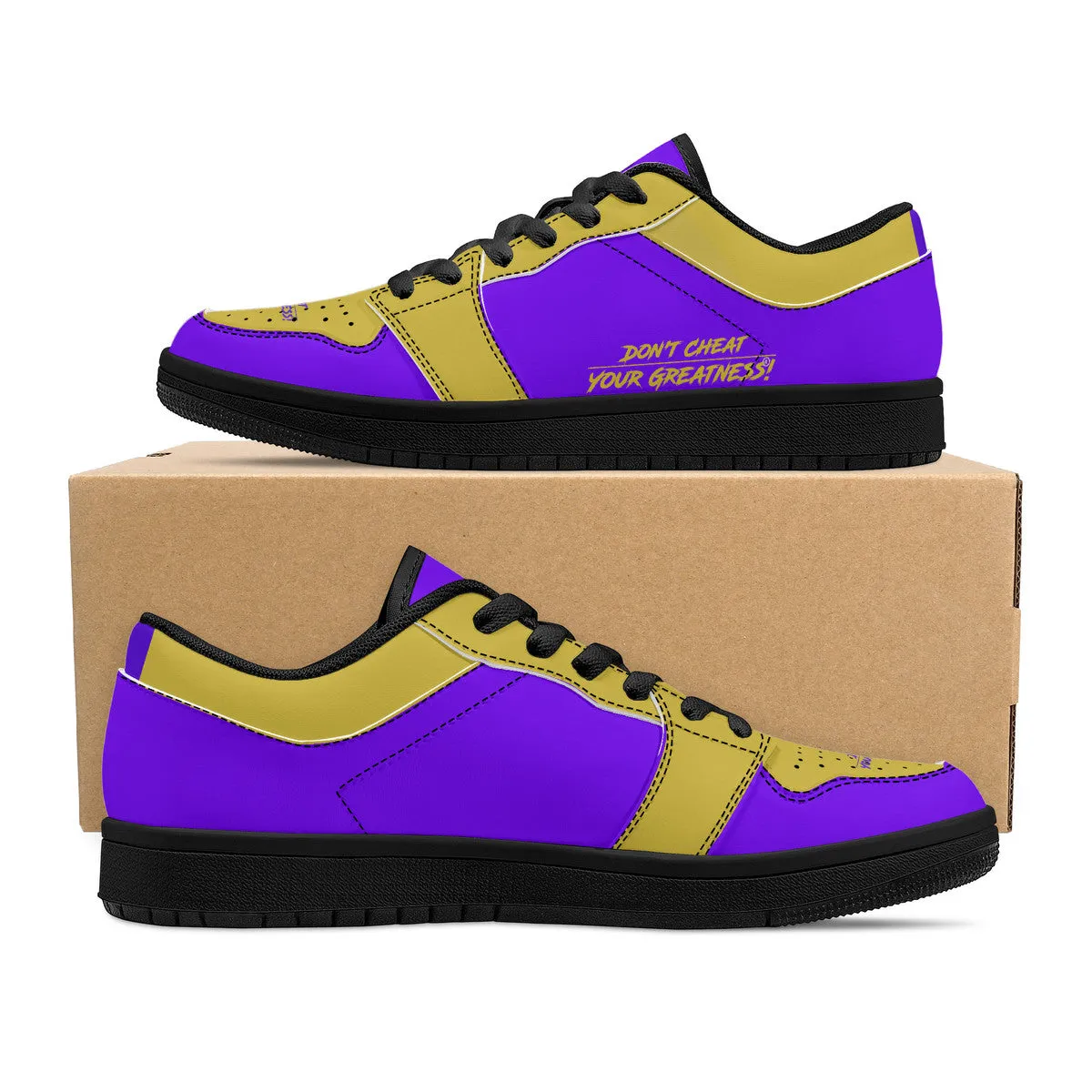 DCYG 4G's Purple & Gold, Black Sole Low-Top Leather Sneakers