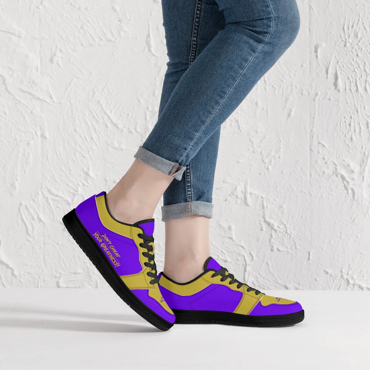 DCYG 4G's Purple & Gold, Black Sole Low-Top Leather Sneakers