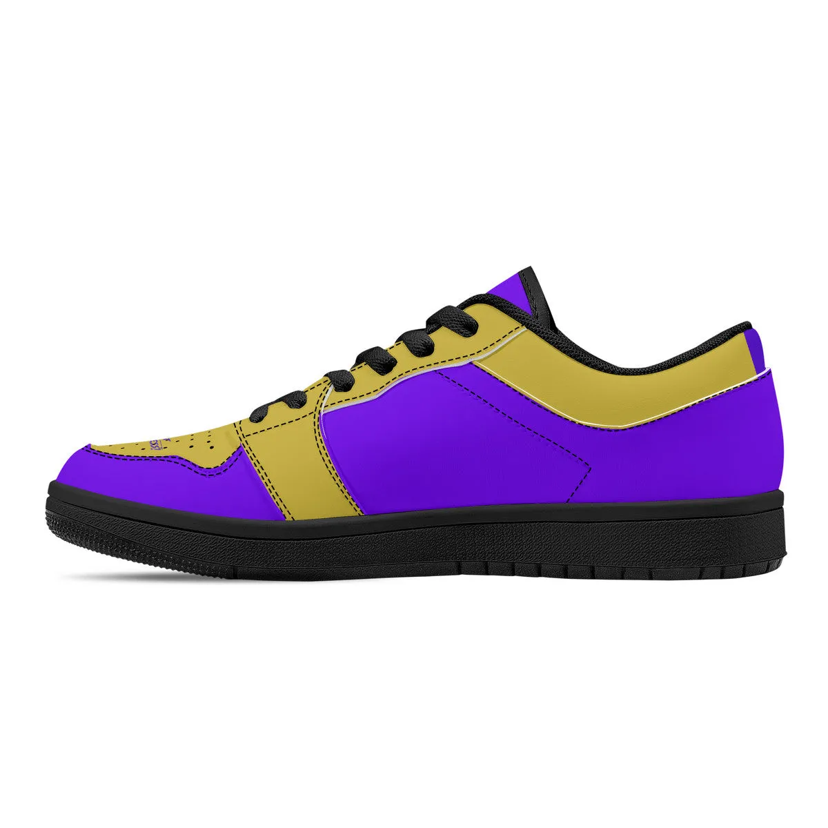 DCYG 4G's Purple & Gold, Black Sole Low-Top Leather Sneakers