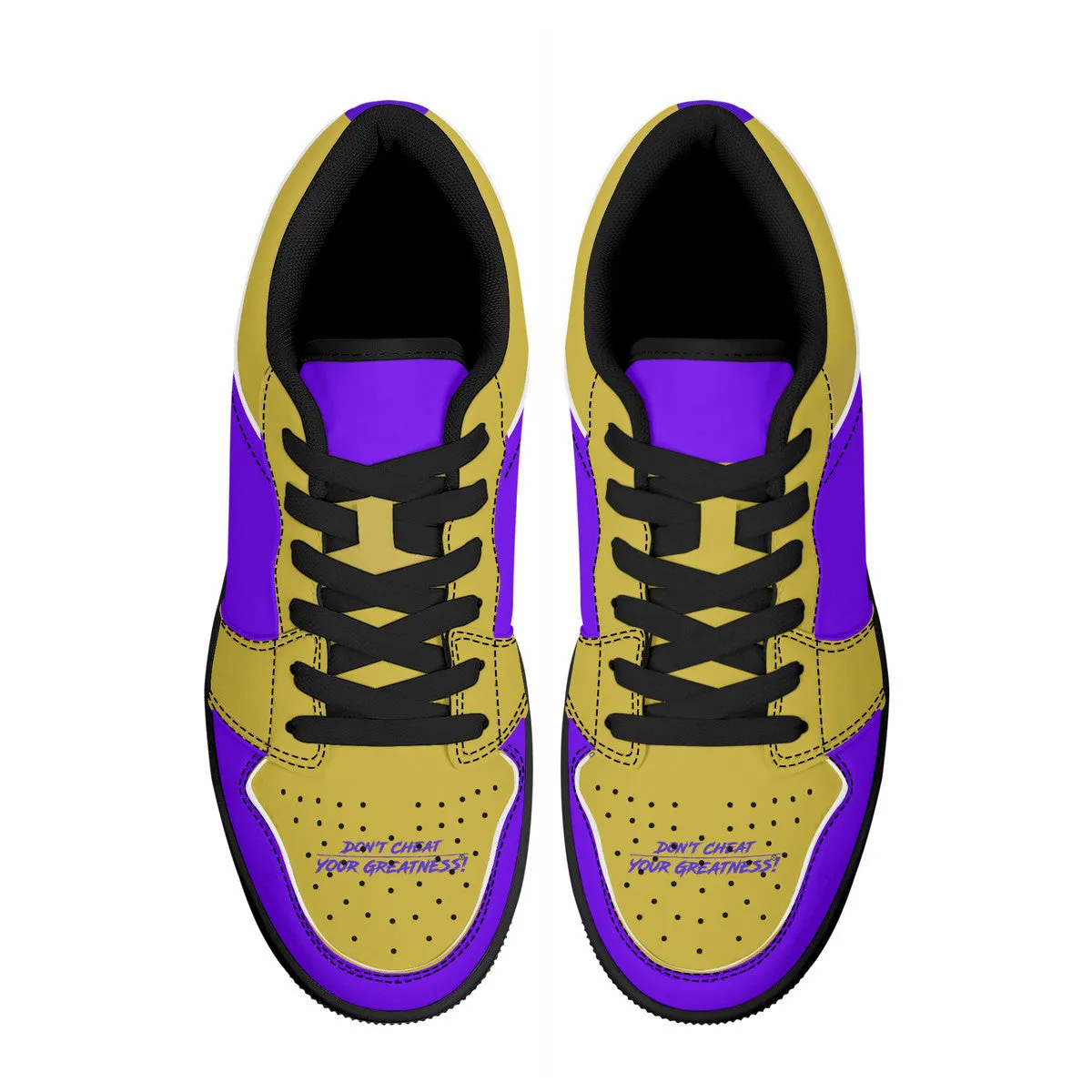 DCYG 4G's Purple & Gold, Black Sole Low-Top Leather Sneakers