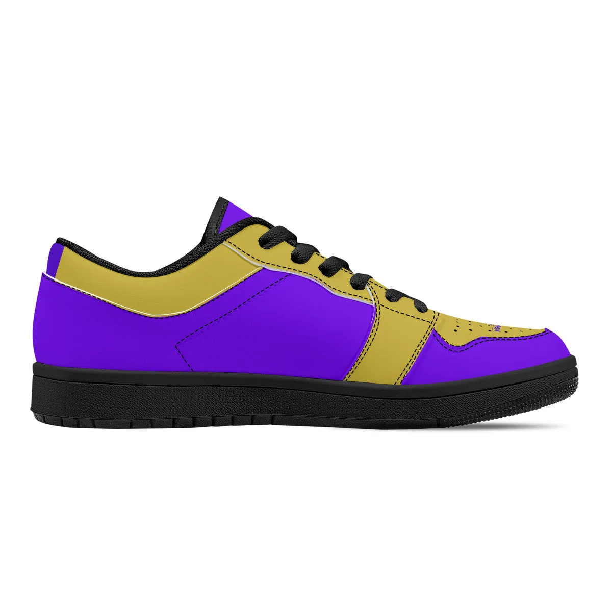 DCYG 4G's Purple & Gold, Black Sole Low-Top Leather Sneakers