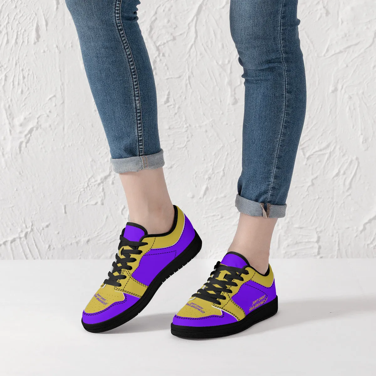 DCYG 4G's Purple & Gold, Black Sole Low-Top Leather Sneakers