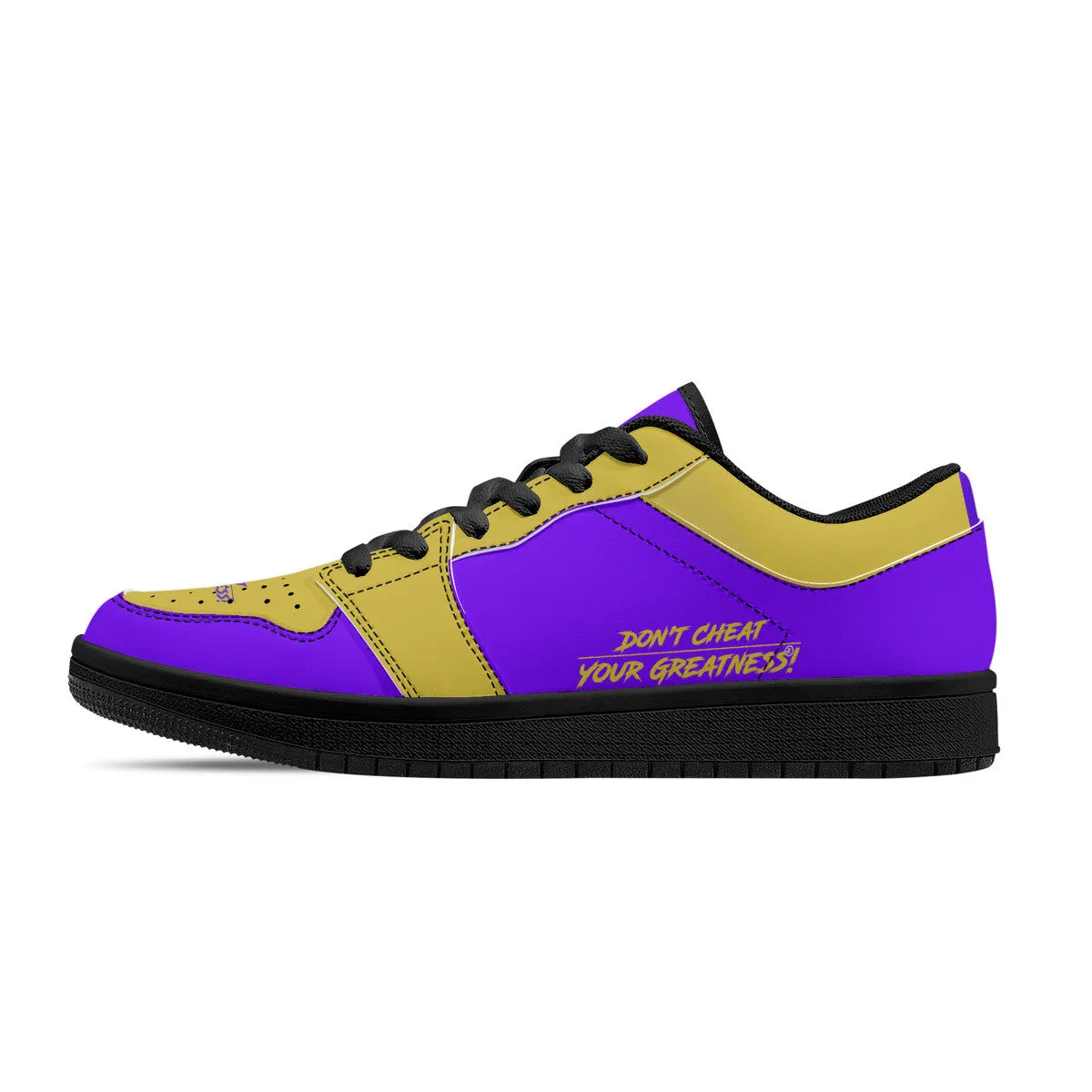 DCYG 4G's Purple & Gold, Black Sole Low-Top Leather Sneakers