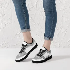 DCYG G4's Grey & White, Black Sole Low-Top Leather Sneakers