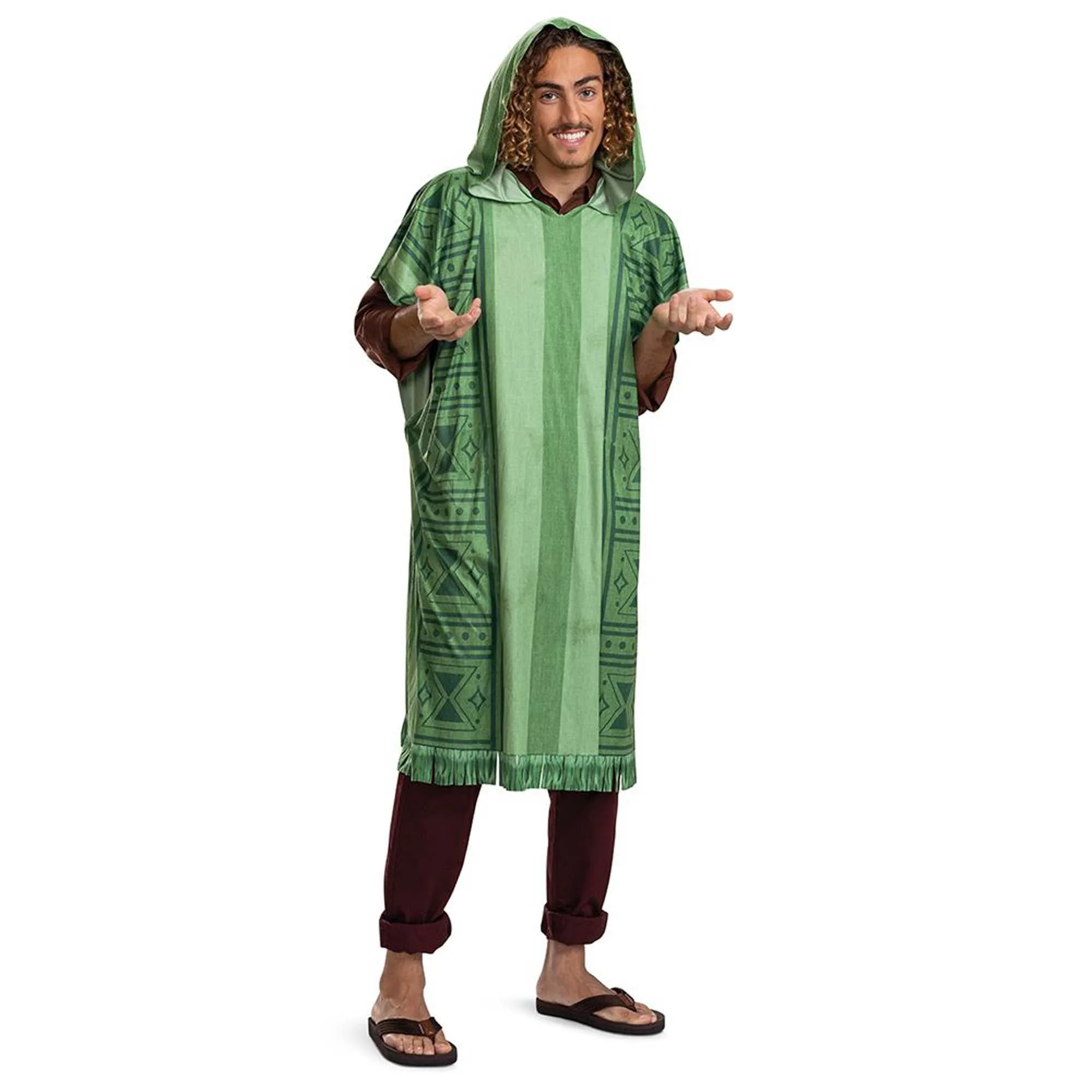 Disney Encanto Bruno Poncho Costume for Adults, Green Hooded Poncho