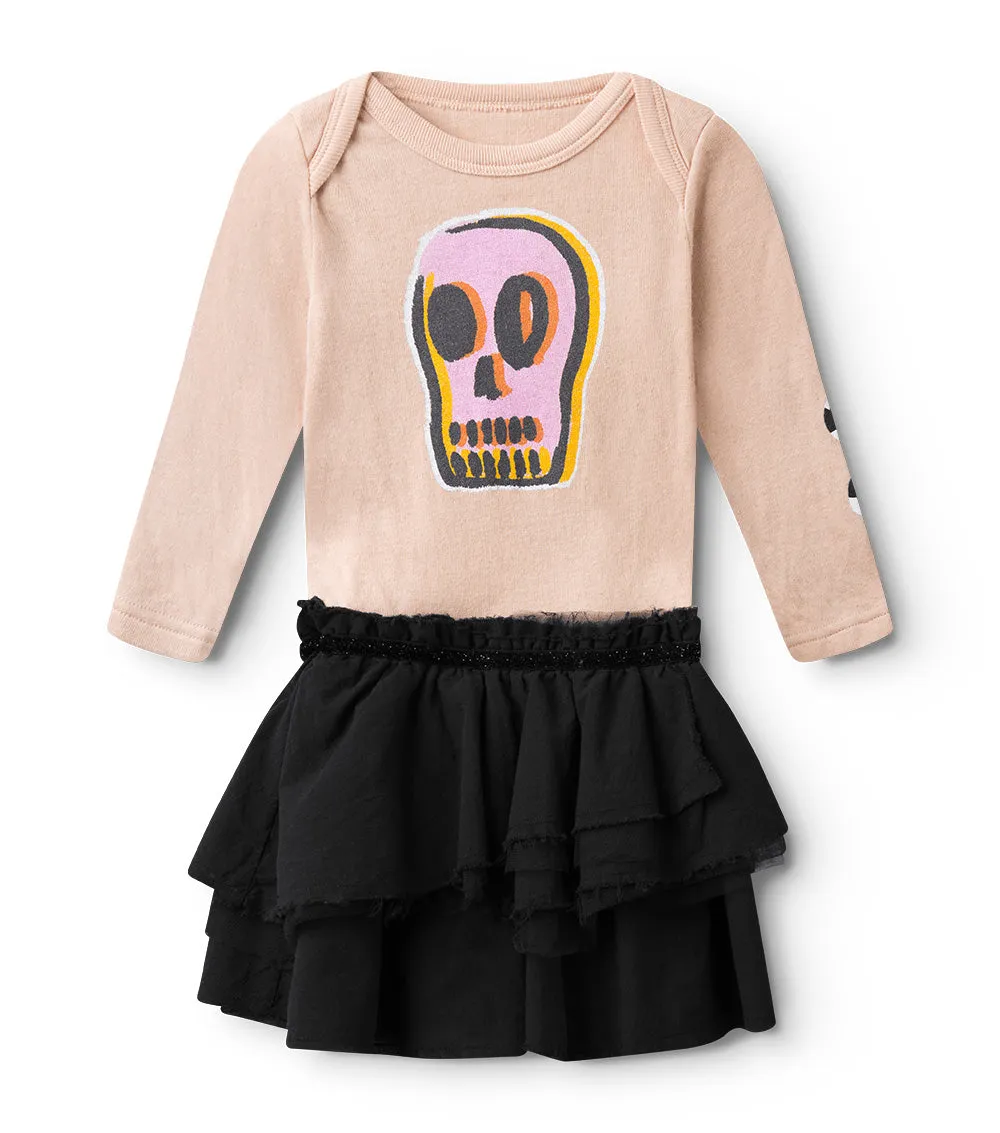 dizzy skull onesie skirt