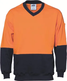 DNC Hi Vis Two Tone Cotton Fleecy Sweat Shirt V Neck (3922)