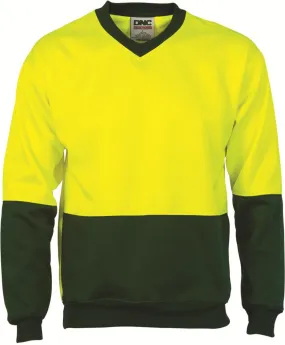 DNC Hi Vis Two Tone Fleecy Sweat Shirt V Neck (3822)