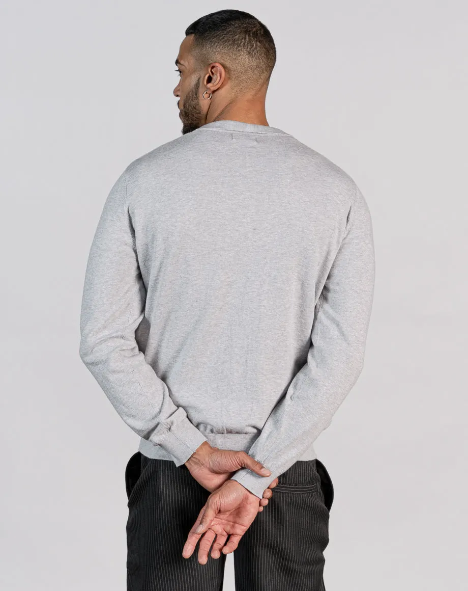 ESSENTIAL BUTTON THROUGH KNITTED SHIRT - LIGHT GREY