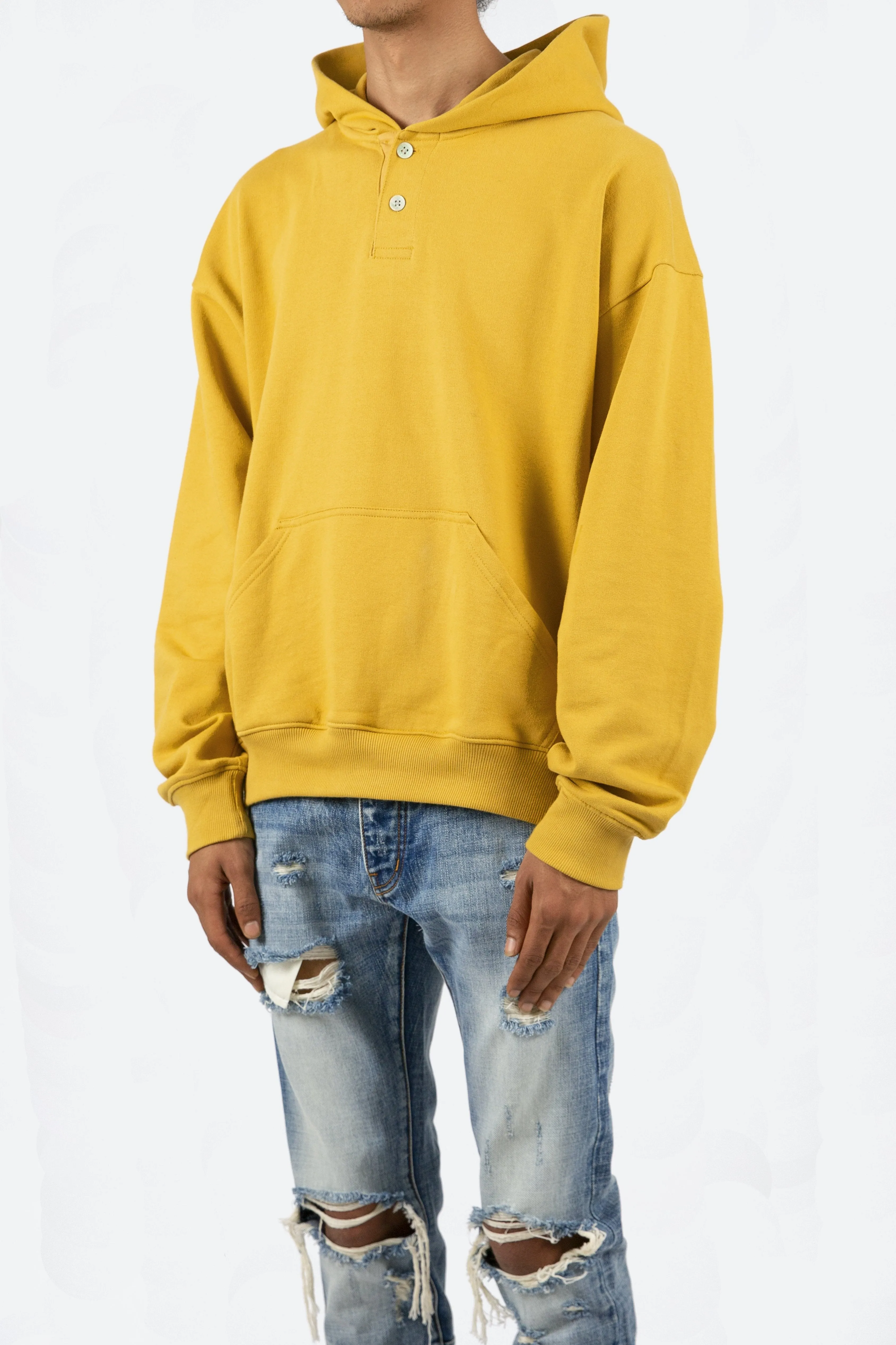 Essential Henley Hoodie - Mustard