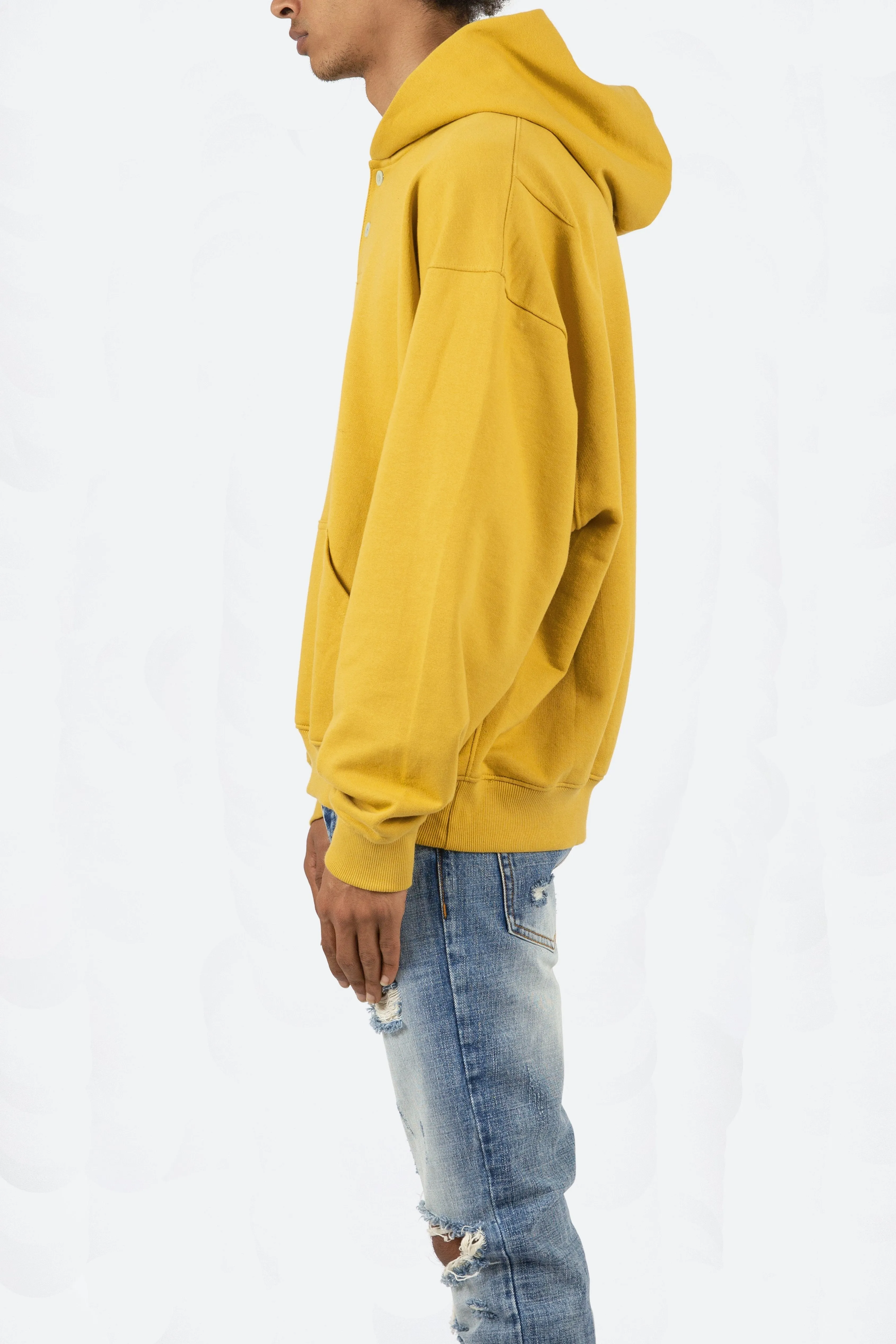 Essential Henley Hoodie - Mustard