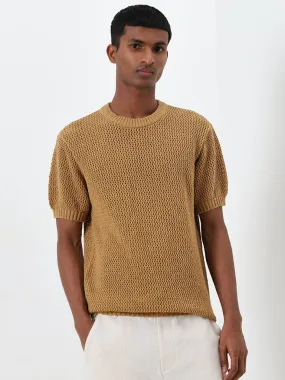 ETA Mustard Knit-Textured Relaxed-Fit T-Shirt