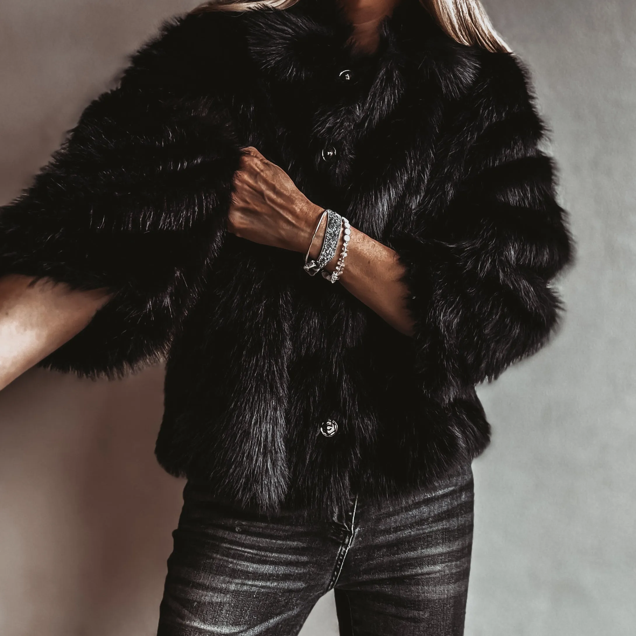 Faux fur BLACK jacket *NEW*