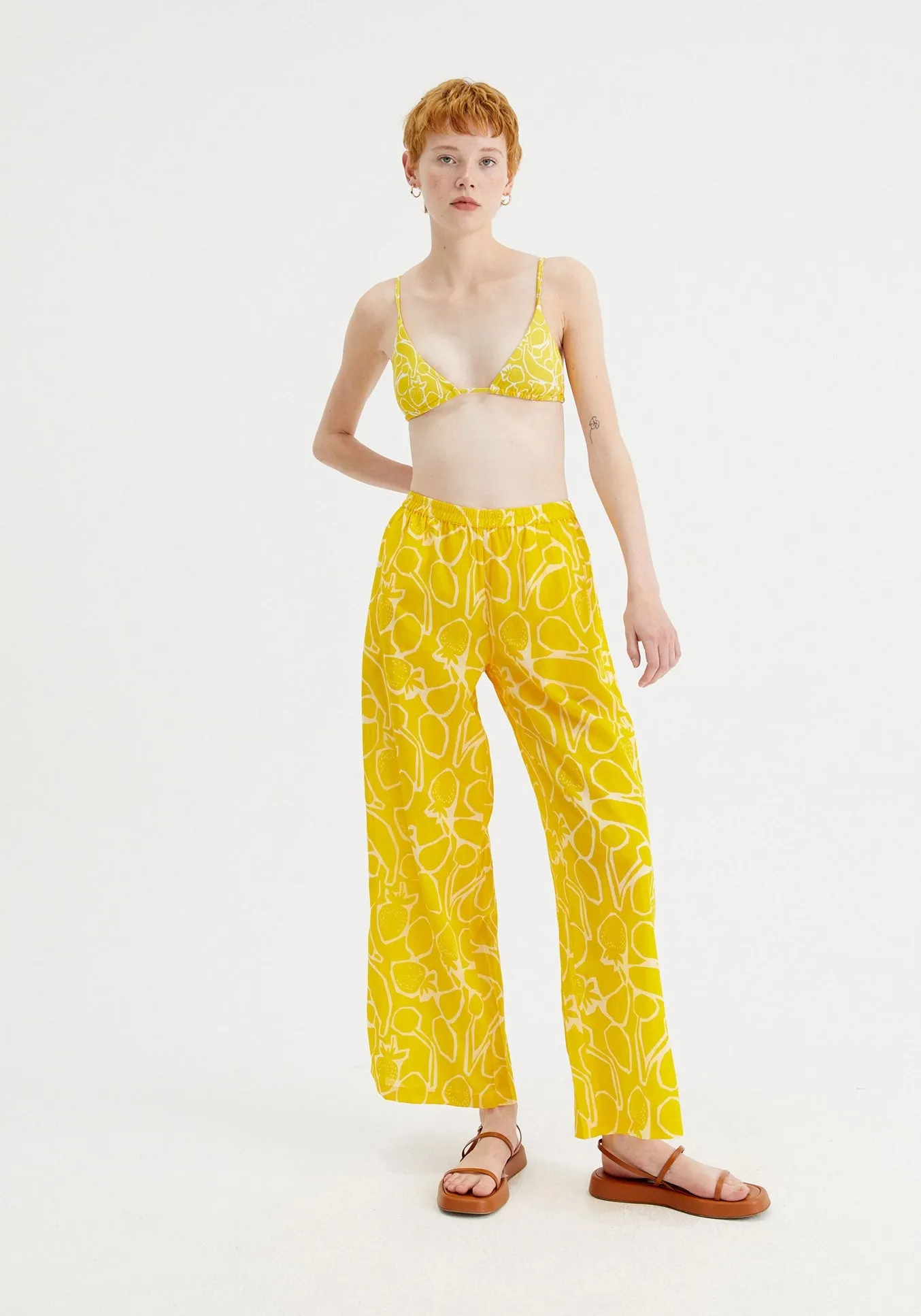 Fruit Print Mid-Rise Trousers