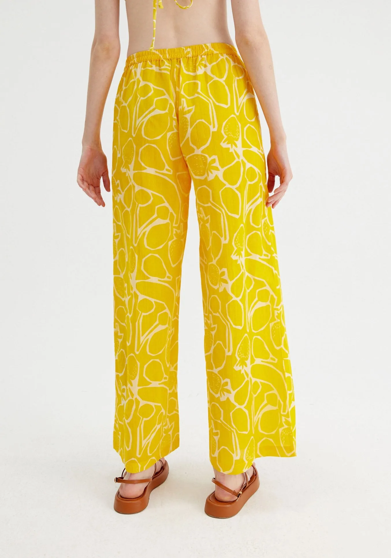 Fruit Print Mid-Rise Trousers