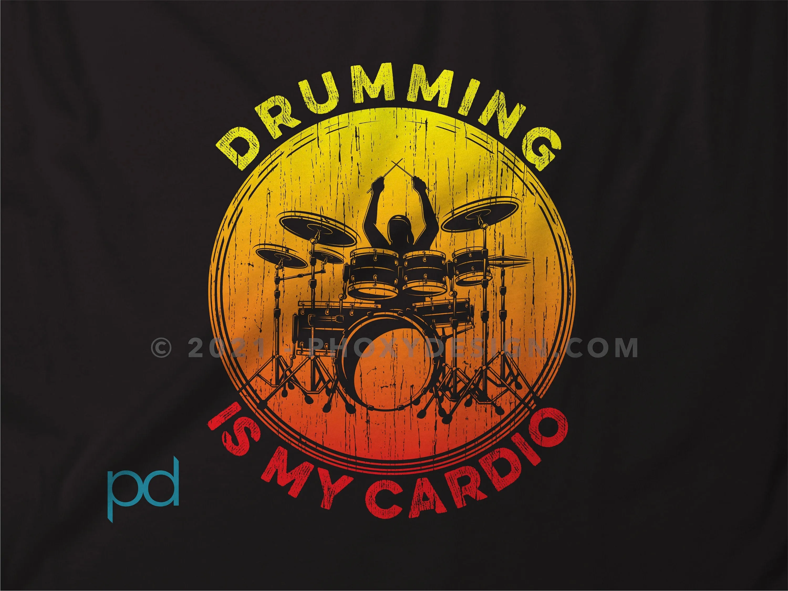 Funny Drummer T Shirt Gift, Drum Kit Player Present Idea, Drumming Is My Cardio Tee Shirt T Top