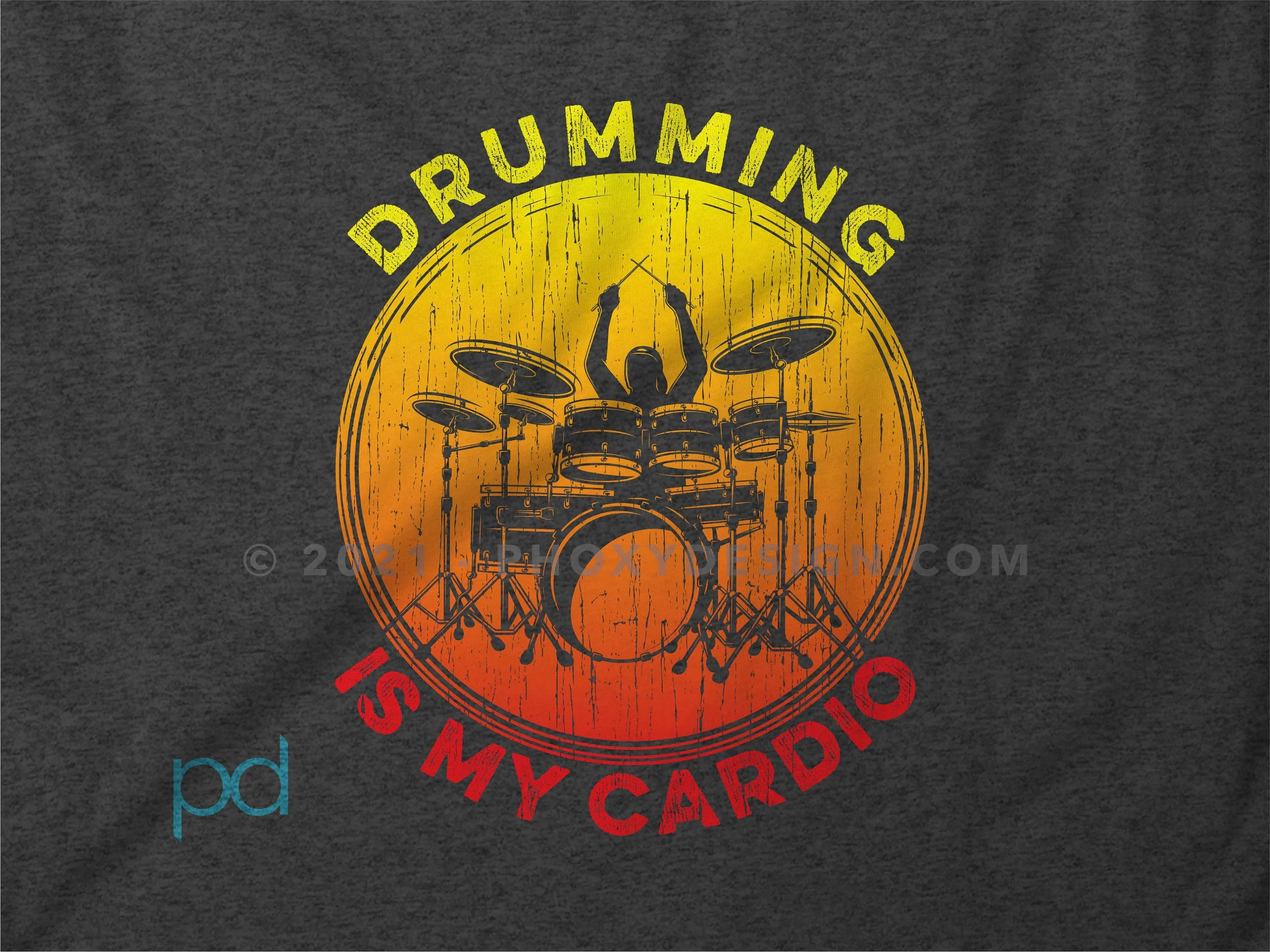 Funny Drummer T Shirt Gift, Drum Kit Player Present Idea, Drumming Is My Cardio Tee Shirt T Top