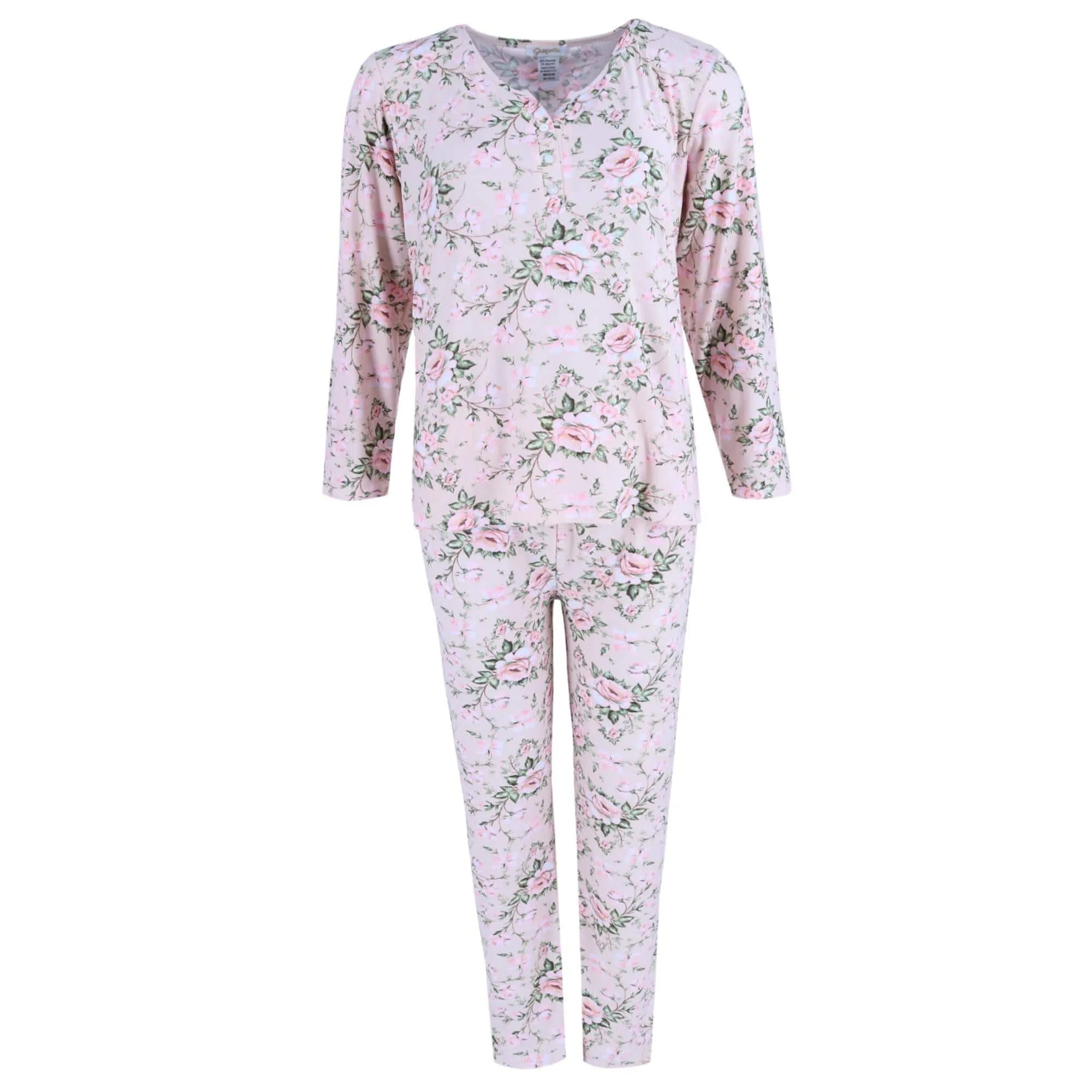 Gabriella Women's Long Sleeve & Pant Pink Floral Set